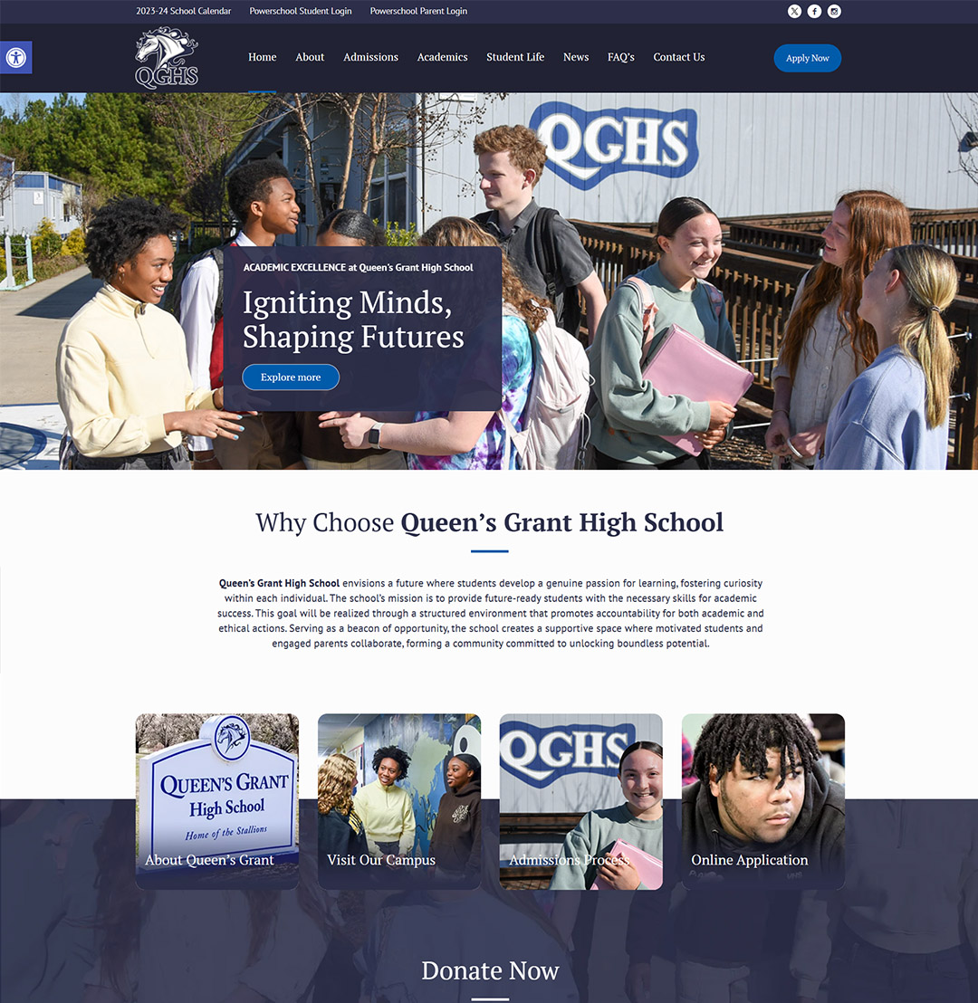 Queen's Grant High School Website Redesign